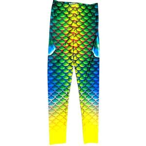 Fish Scale Yoga Leggings Vibrant Colors Women's Size Small